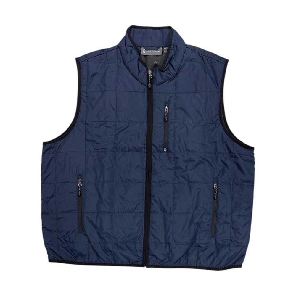 Free Country Men's Wind-Resistant Relaxed Fit Quilted Vest - Navy